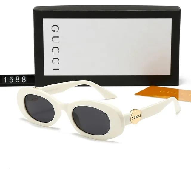 Gucci Oval Sunglasses Cream with Gold Logo
