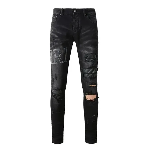 Amiri Distressed Logo Jeans Black Wash