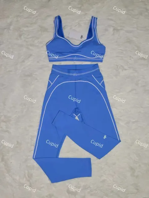 Lululemon Align Bra and High-Rise Leggings Set Blue with White Piping