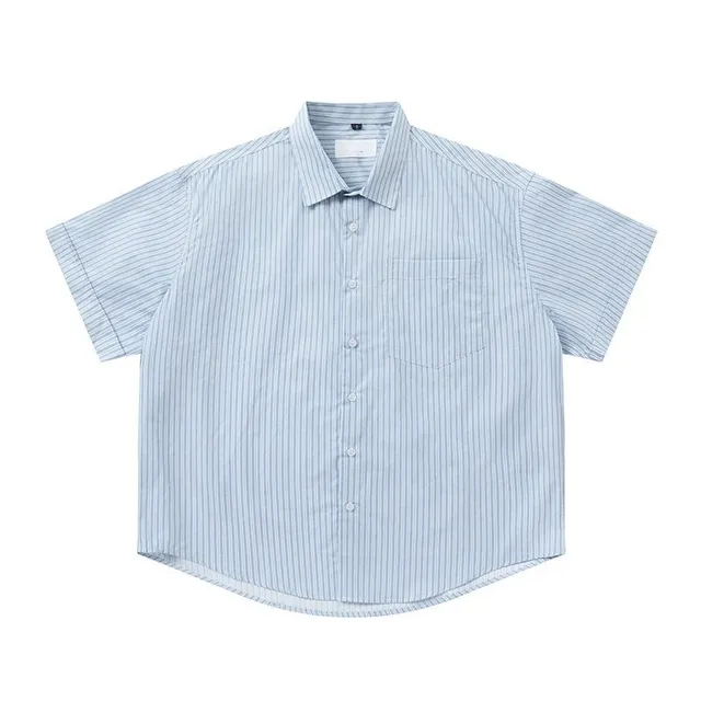 Striped Short-Sleeve Button-Up Shirt
