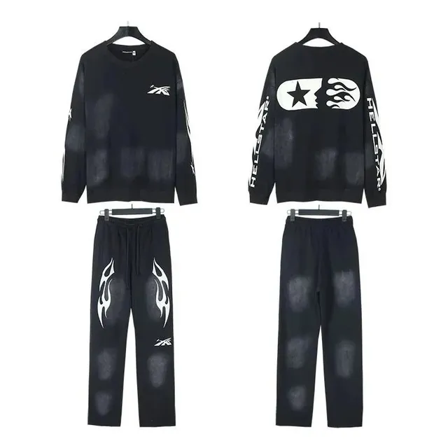 Hellstar Flame Graphic Set Black with White Flame Print