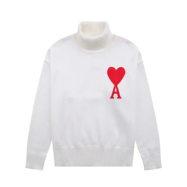 AMI Paris Turtleneck Sweater Heart A Logo