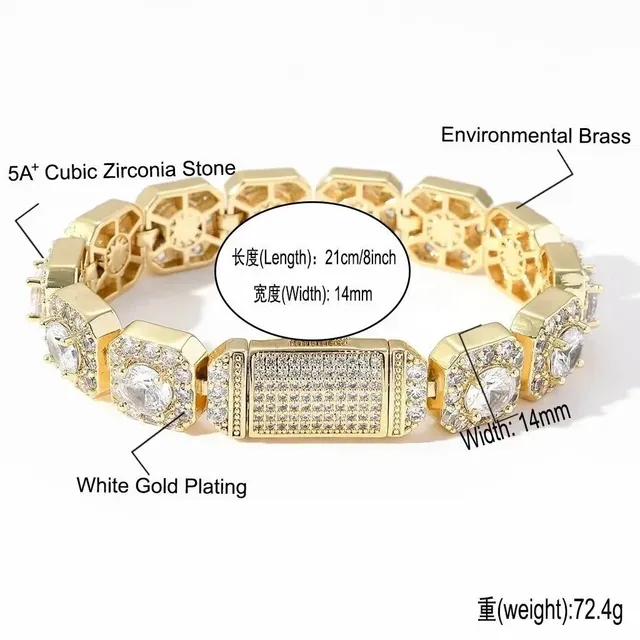 Chrome Hearts Cubic Zirconia Bracelet 5A+ Stone, White Gold Plated