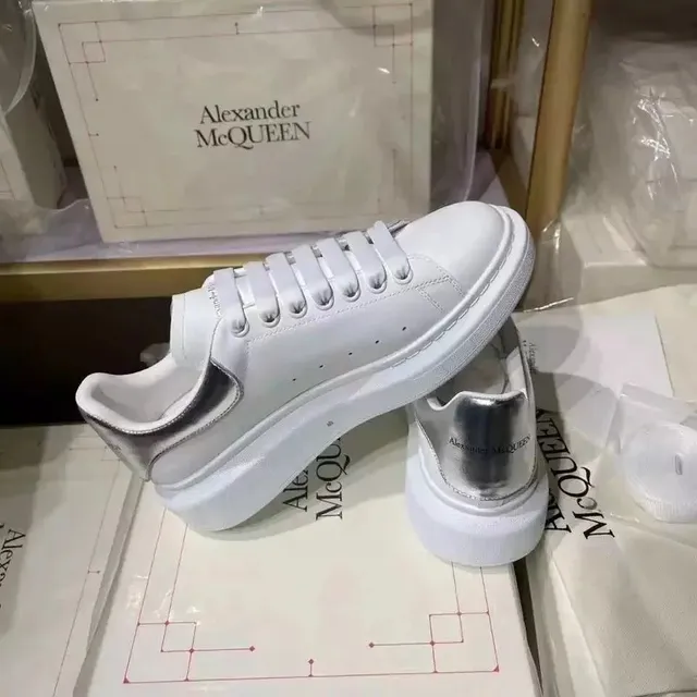 Alexander McQueen Oversized Sneaker White with Silver Heel Tab