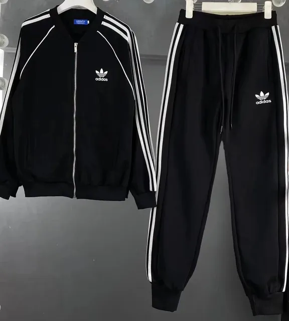 Adidas Track Suit Black with White Stripes