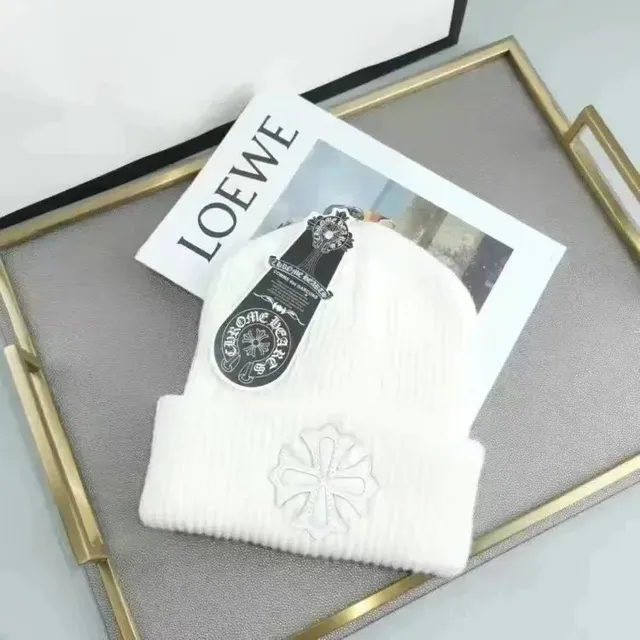 Chrome Hearts beanie ribbed knit with embroidered cross patch