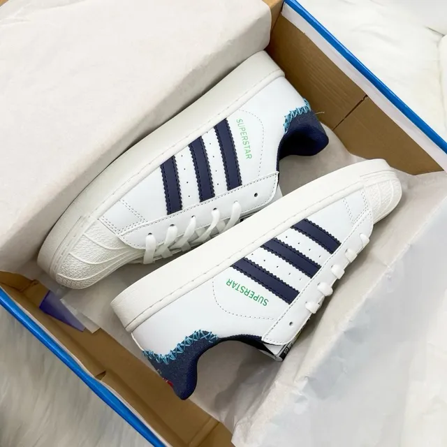 Adidas Superstar White Navy Green