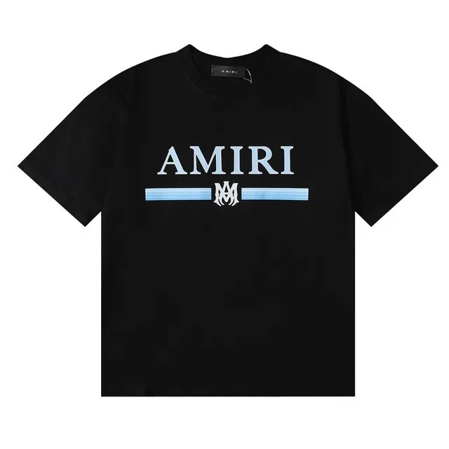 Amiri Logo Tee Light Blue Bar