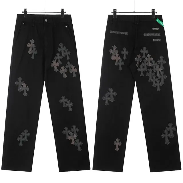 Chrome Hearts Cross Patch Trousers Black with Grey Cross Patches