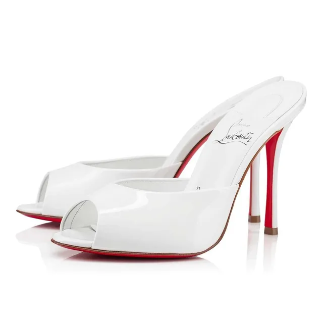 Christian Louboutin Louis Junior Mule Patent White