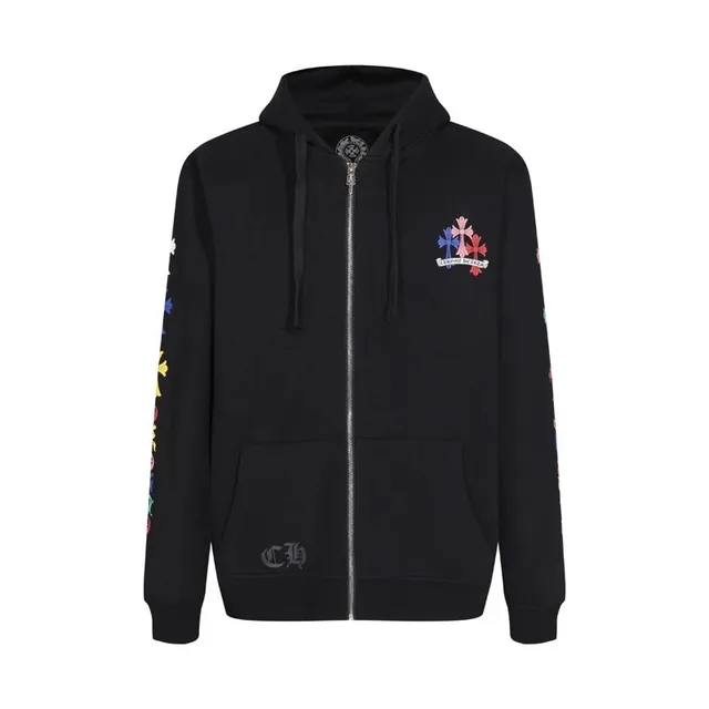 Chrome Hearts Zip-Up Hoodie Cross Motif Embroidery