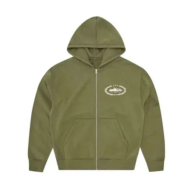 Gallery Dept. Zip-Up Hoodie Olive with Wreath Logo