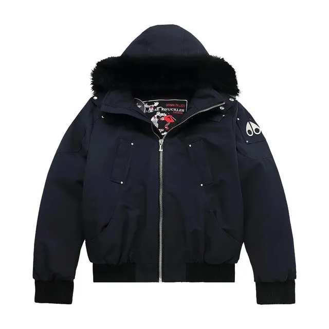 Canada Goose Down Filled Parka Navy with Fur Trim
