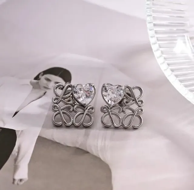 Loewe Puzzle Heart Earrings Crystal Heart