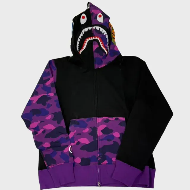 Bh32 - Bp Color Camo Shark Full Zip Hoodie (Fw23) Purple