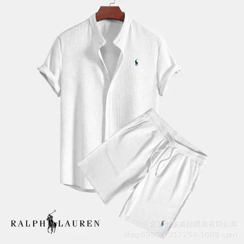 Polo Ralph Lauren Short-Sleeve Shirt and Shorts Set Ribbed Texture