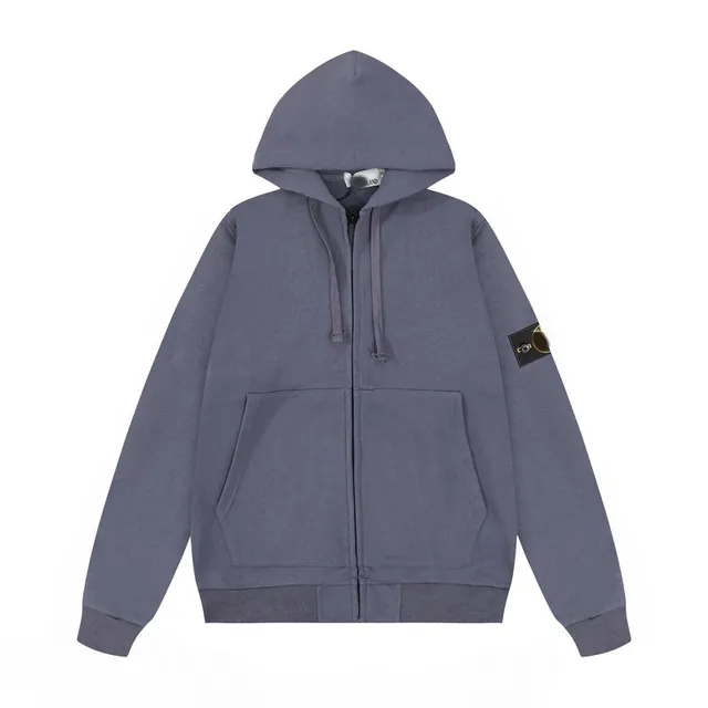 Stone Island Zip-Up Hoodie Solid Grey
