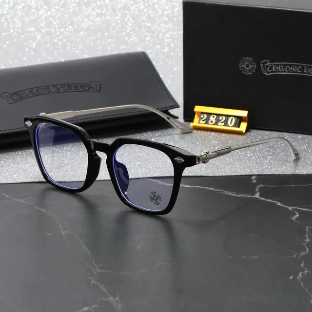 Chrome Hearts Optical Glasses Black Acetate with Silver Hardware