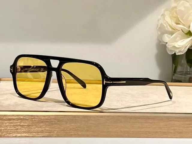 Tom Ford Aviator Sunglasses Black Frame Yellow Lens