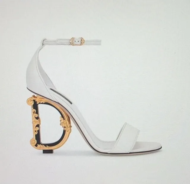 Dolce & Gabbana D Logo Heel Baroque Gold Accent