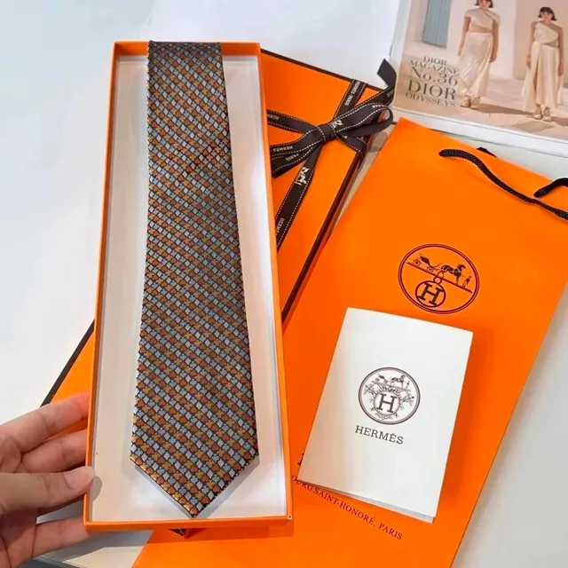 Hermès Silk Tie Checkered Pattern