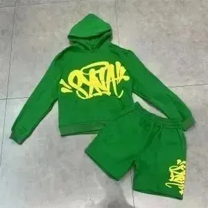 Hoodie and Shorts Set Graffiti Print