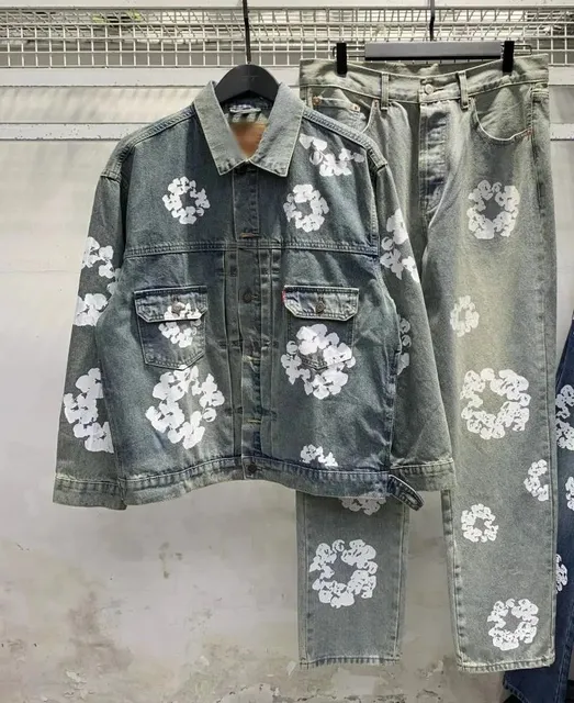 Levi's Denim Jacket and Jeans Set Floral Print
