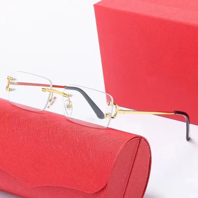 Cartier Juste Un Clou Rimless Glasses Gold Frame with Red Temples