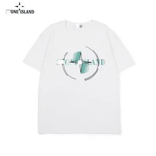 Stone Island Graphic T-Shirt Teal Logo Print