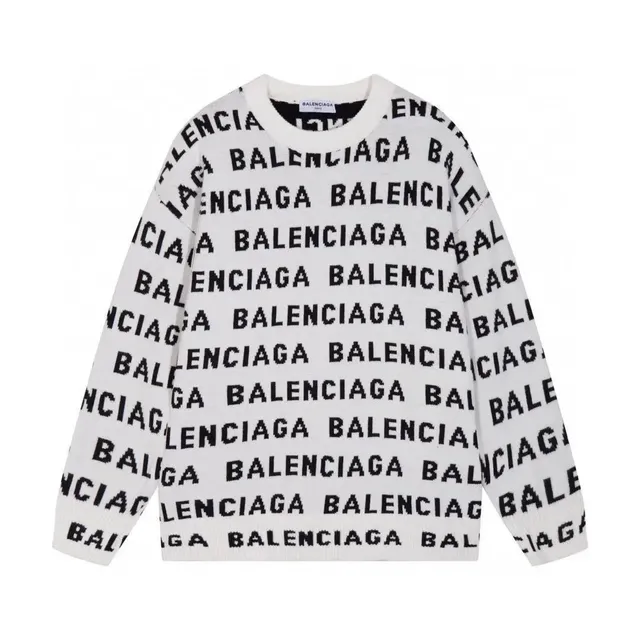 Balenciaga Logo Knit Sweater All-Over Logo