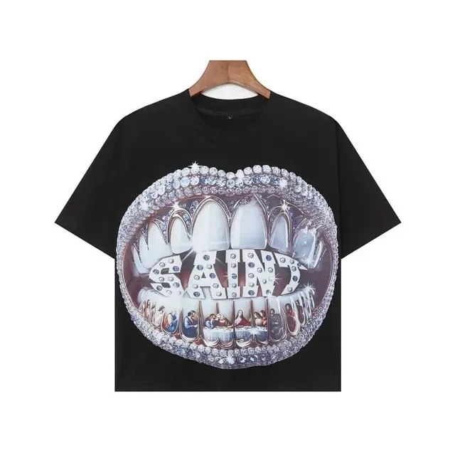 Saint Laurent Graphic T-Shirt Diamond Grillz Print