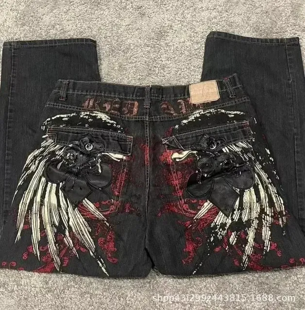 Ed Hardy Winged Skull Print Jeans