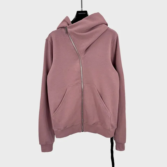 Rick Owens Zip-Up Hoodie Asymmetrical Collar