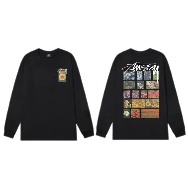 Stüssy Long Sleeve Tee Floral Grid Print