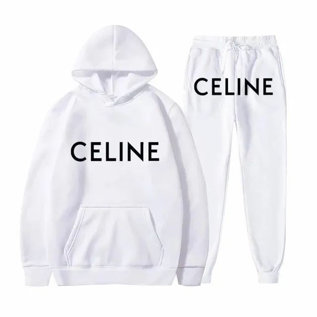 Celine Hoodie and Joggers Set Logo Print