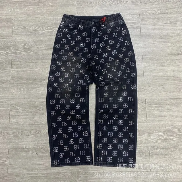 Balenciaga Logo-Print Jeans Monogram Print