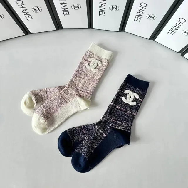 Chanel Logo Socks Tweed-Effect with CC Logo