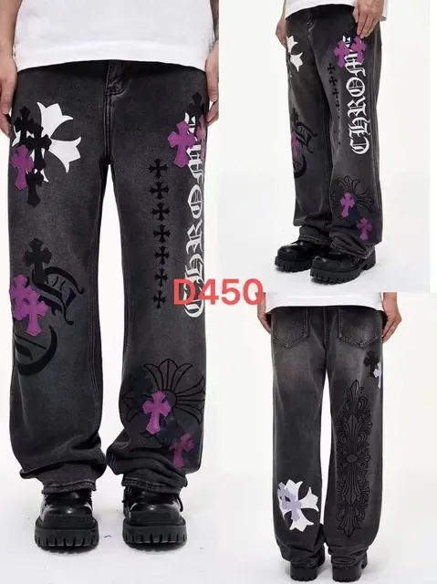 Chrome Hearts Cross Print Jeans Embroidered Crosses