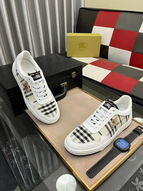 Burberry Low-Top Sneaker Checkered Print with Gold Emblem