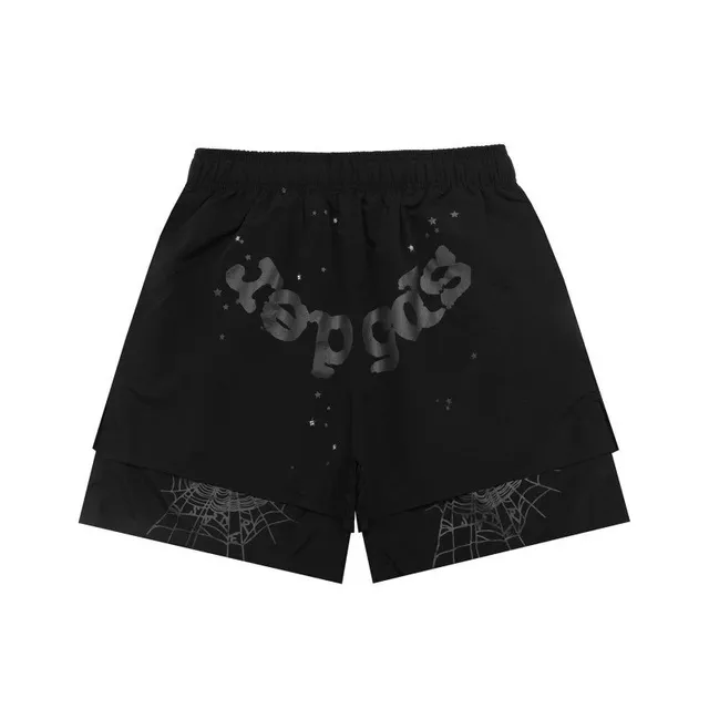 Sp5der Layered Shorts Spider Web Print