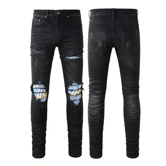 Amiri Distressed Skinny Jeans Mesh Patch