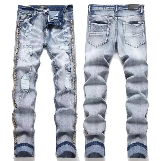 Amiri Distressed Slim Fit Jeans Studded Ripped