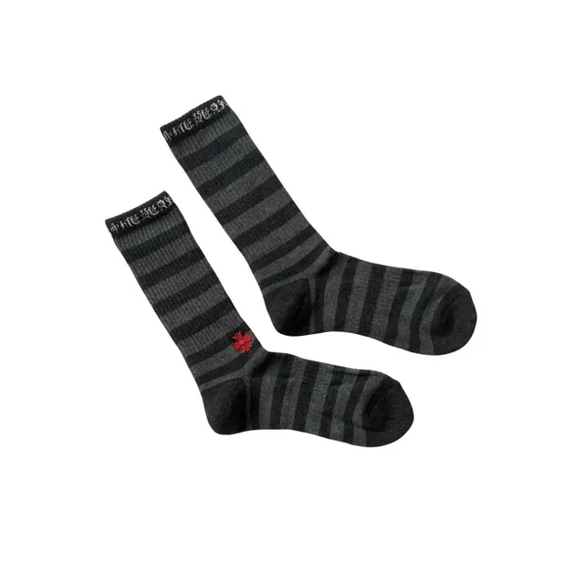 Chrome Hearts Striped Socks Black and Grey Stripe with Red Logo