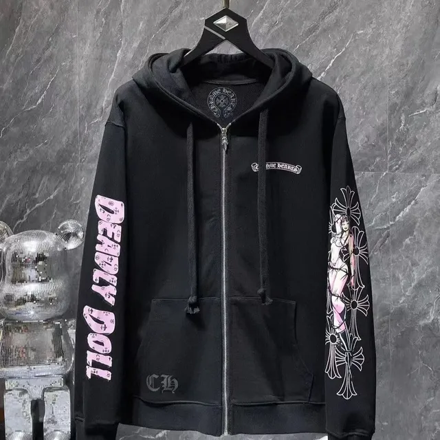 Chrome Hearts Zip-Up Hoodie Deadly Doll Graphic