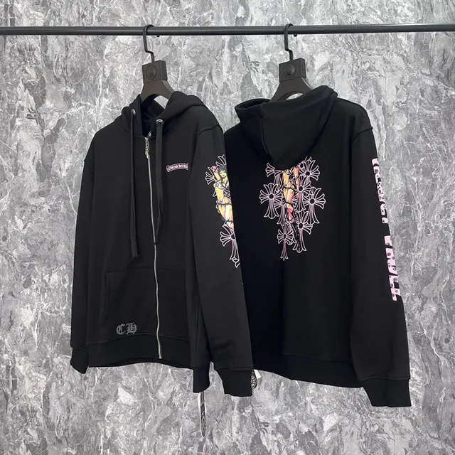 Chrome Hearts Zip-Up Hoodie Anime Print
