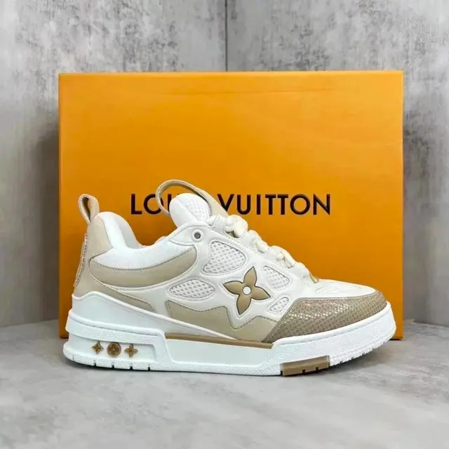 Louis Vuitton LV Trainer White Beige Gold