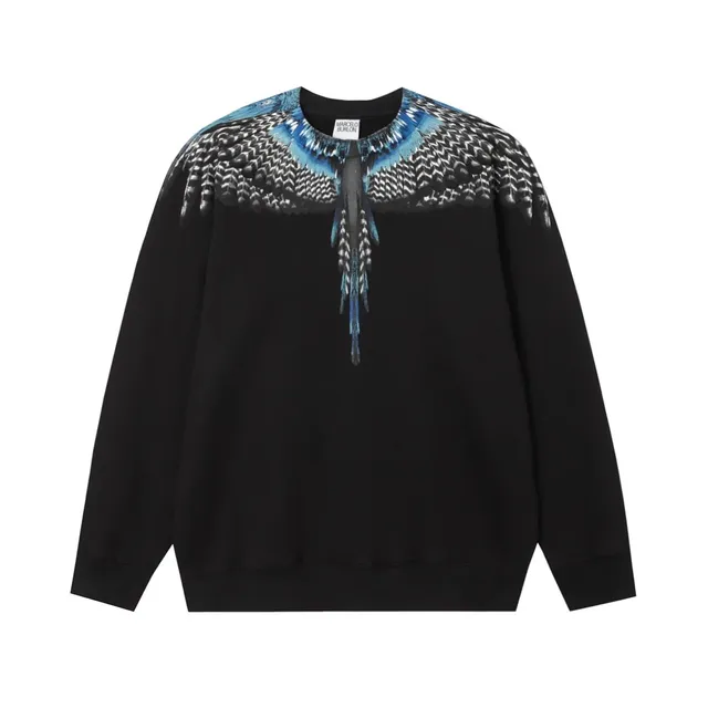 Marcelo Burlon Wings Sweatshirt Blue Feather Print
