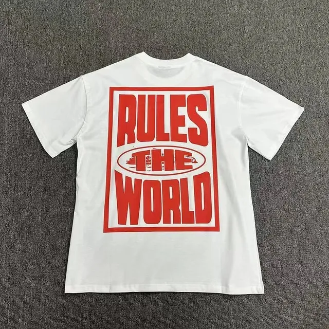 Corteiz Rules The World Tee Red Logo Print