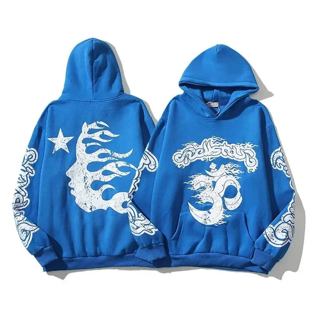 Hellstar Oversized Hoodie Flame Om Symbol Print