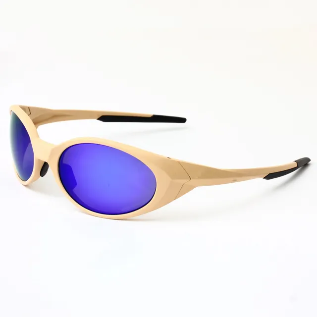 Oakley Sunglasses Matte Beige with Blue Mirror Lens